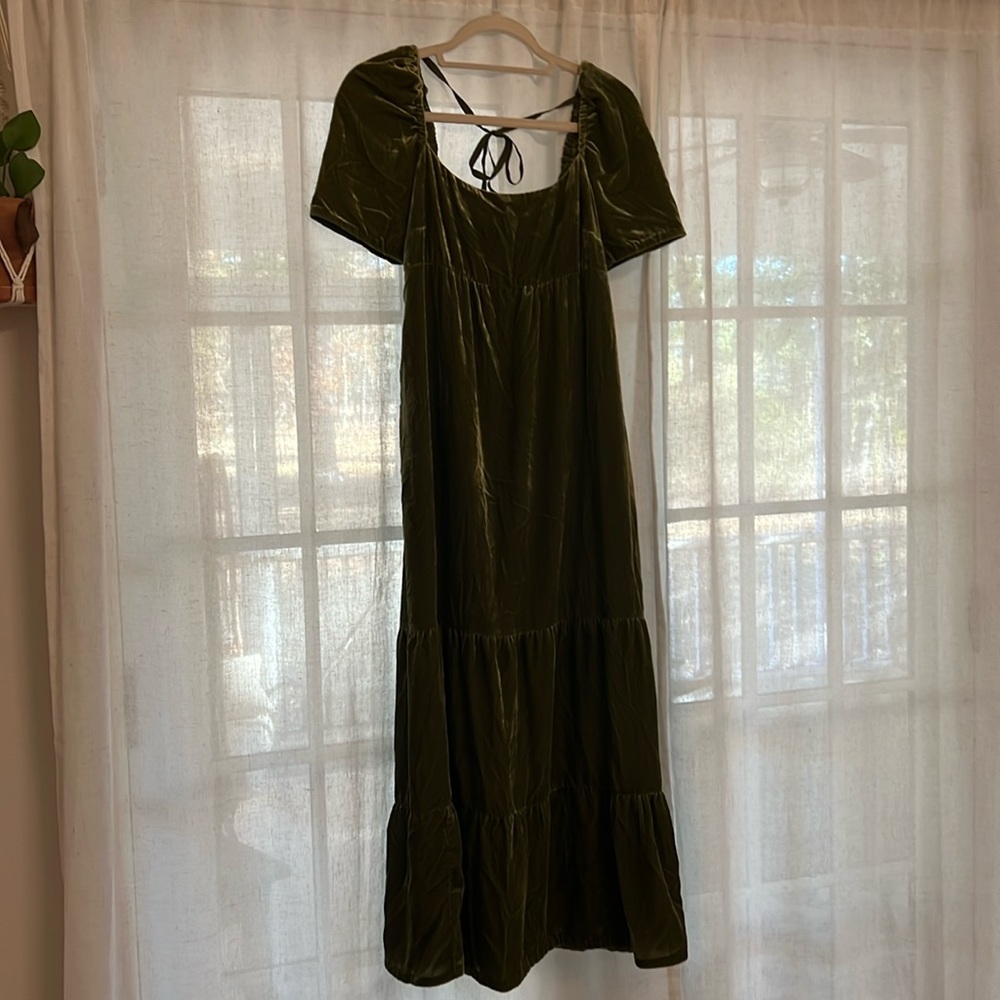 Green velvet dress